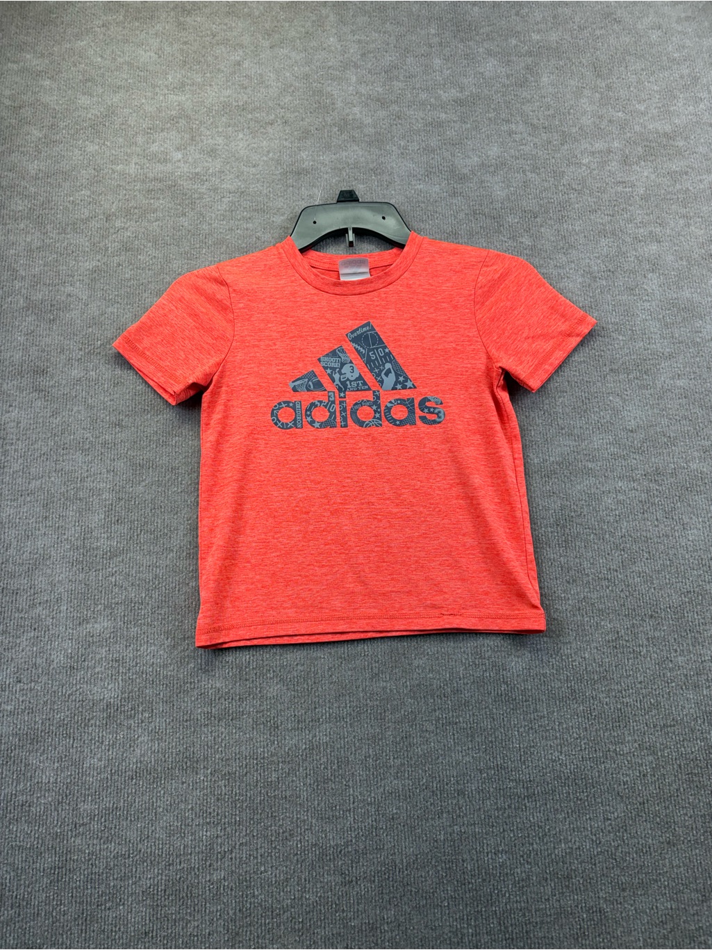 Adidas Short Sleeve Orange With Gray Writing Size 5